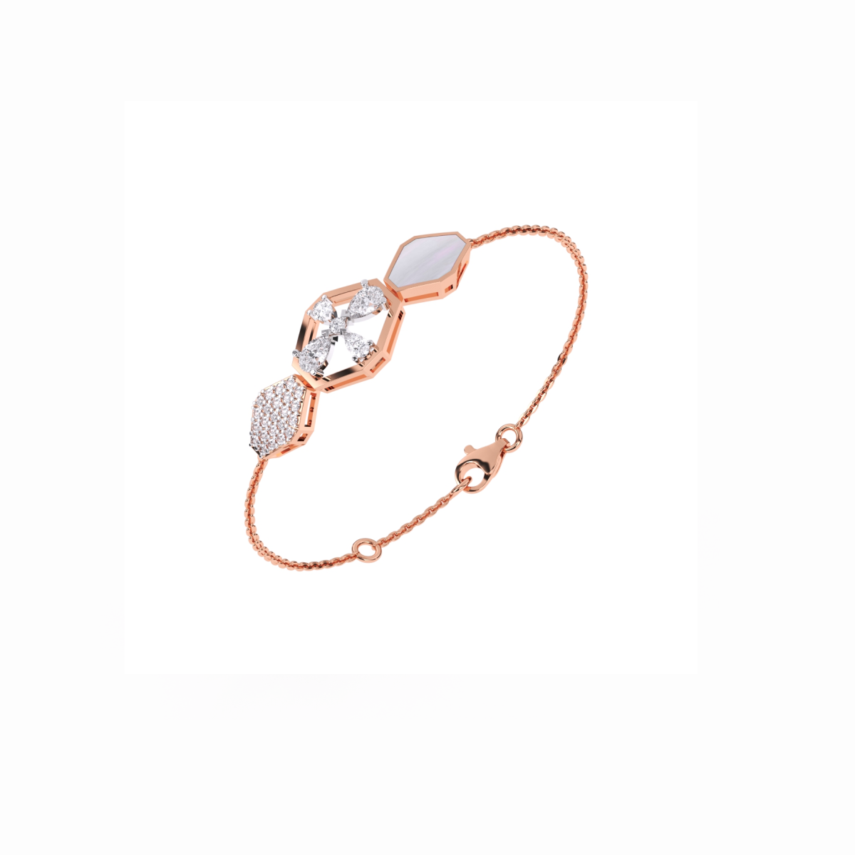 Hexagon Style Lab Grown Diamonds Bracelet
